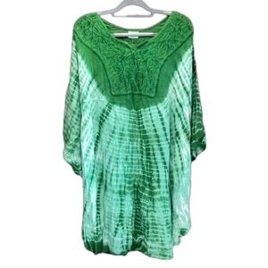 India Boutique Green Tie Dye Kaftan Blouse/Dress